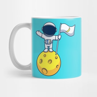 Astronaut On Planet With Crescent Moon Flag Mug